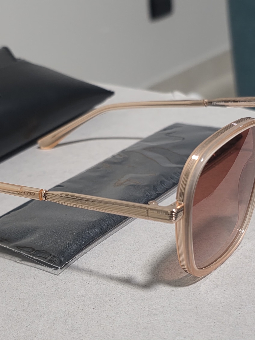Sandro Rose Gold Metal Frame Sunglasses with Pink Lenses